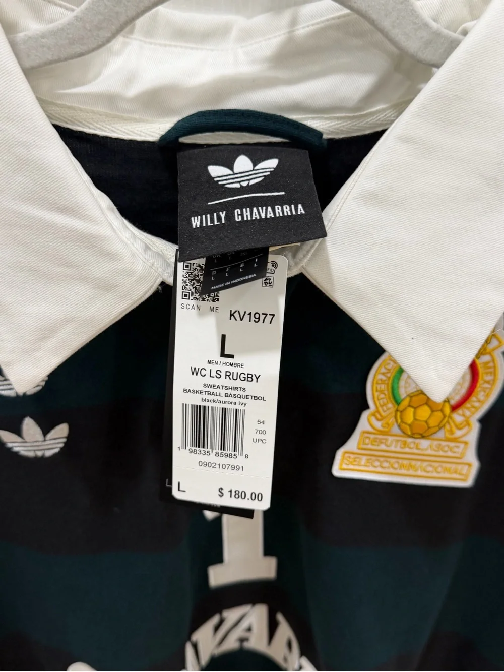 Adidas x Willy Chavarria Long Sleeve Rugby Shirt Men Size L